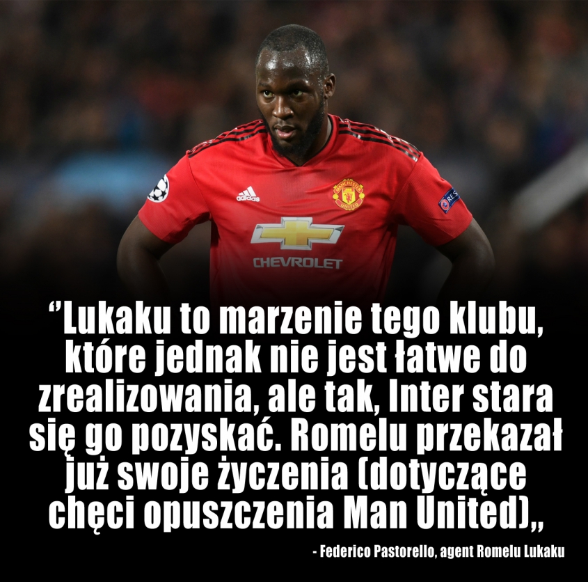 Agent Romelu Lukaku nt. transferu piłkarza